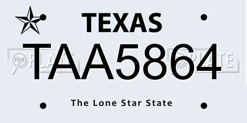 TAA5864 Texas License Plate