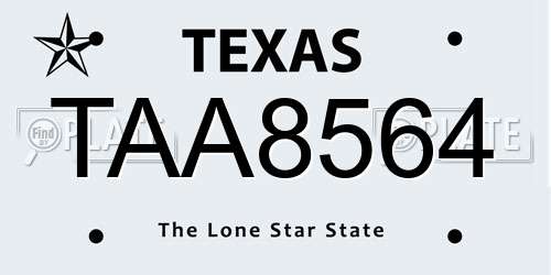 TAA8564 Texas License Plate