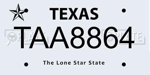 TAA8864 Texas License Plate