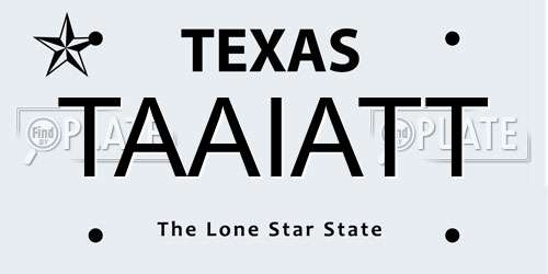 TAAIATT Texas License Plate