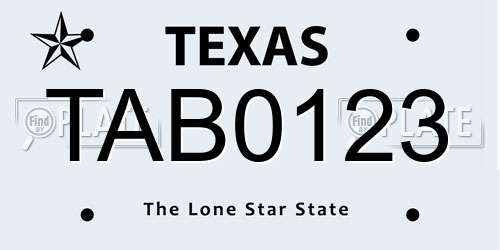 TAB0123 Texas License Plate