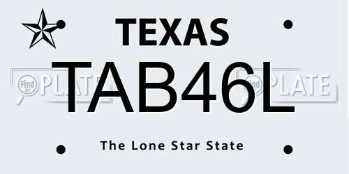 TAB46L Texas License Plate