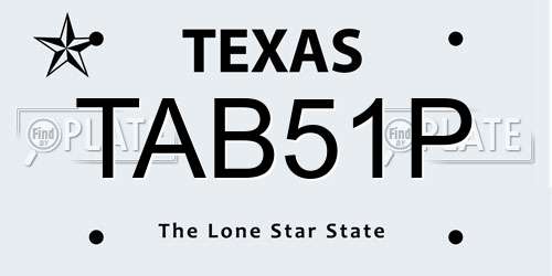 TAB51P Texas License Plate