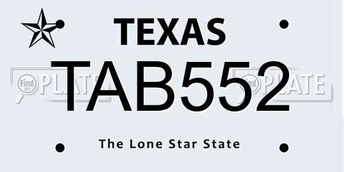 TAB552 Texas License Plate