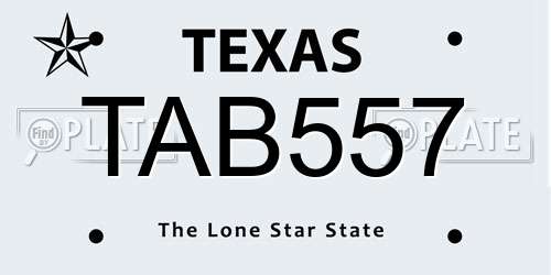 TAB557 Texas License Plate