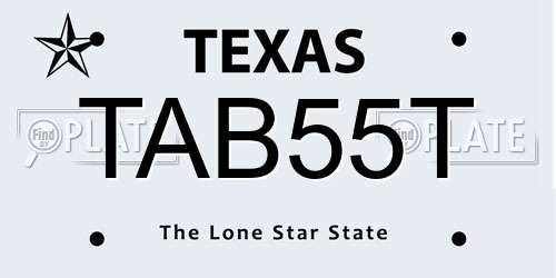 TAB55T Texas License Plate