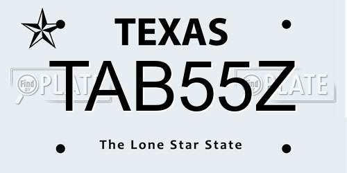 TAB55Z Texas License Plate