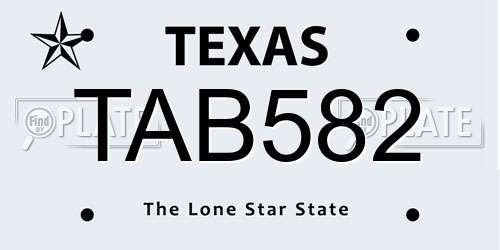 TAB582 Texas License Plate