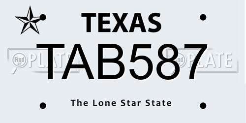 TAB587 Texas License Plate
