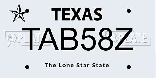 TAB58Z Texas License Plate