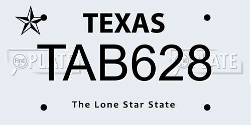 TAB628 Texas License Plate