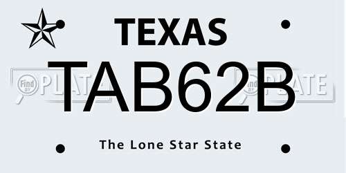 TAB62B Texas License Plate