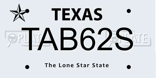 TAB62S Texas License Plate