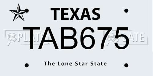 TAB675 Texas License Plate