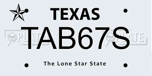 TAB67S Texas License Plate