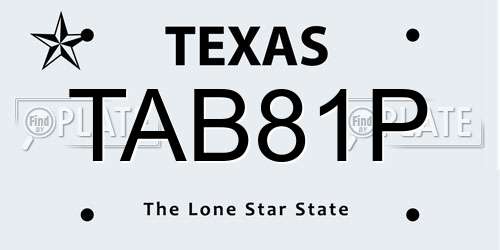 TAB81P Texas License Plate