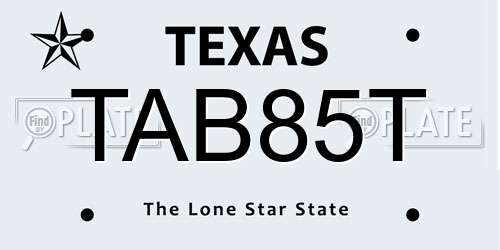 TAB85T Texas License Plate