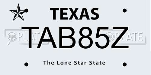 TAB85Z Texas License Plate