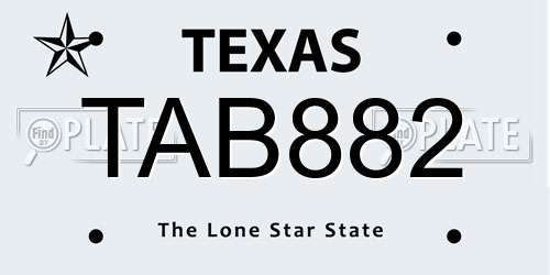 TAB882 Texas License Plate