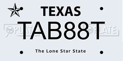 TAB88T Texas License Plate