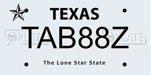 TAB88Z Texas License Plate