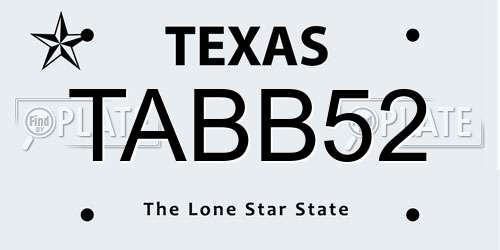 TABB52 Texas License Plate