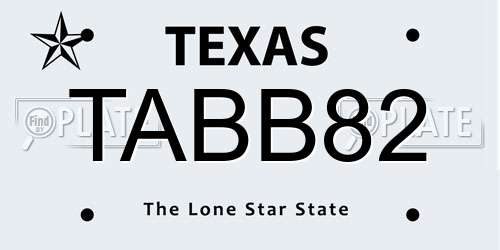 TABB82 Texas License Plate