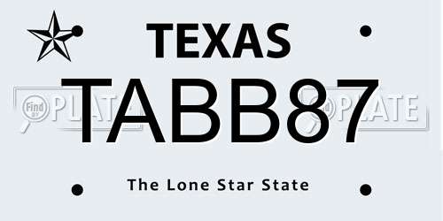 TABB87 Texas License Plate
