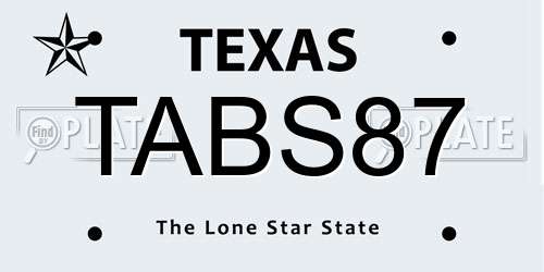 TABS87 Texas License Plate