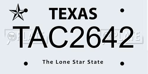 TAC2642 Texas License Plate