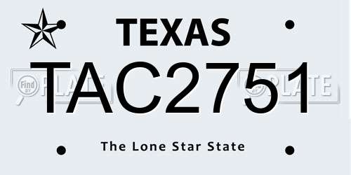 TAC2751 Texas License Plate