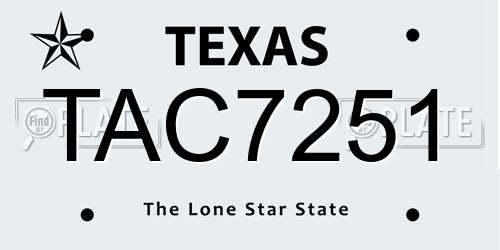 TAC7251 Texas License Plate