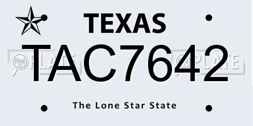 TAC7642 Texas License Plate