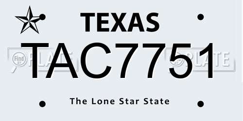 TAC7751 Texas License Plate