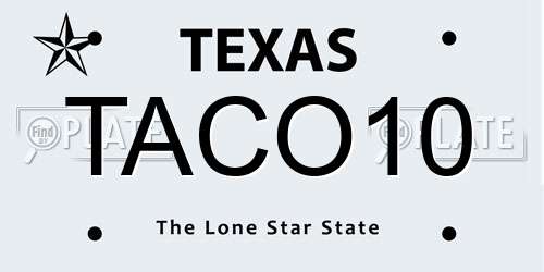 TACO10 Texas License Plate