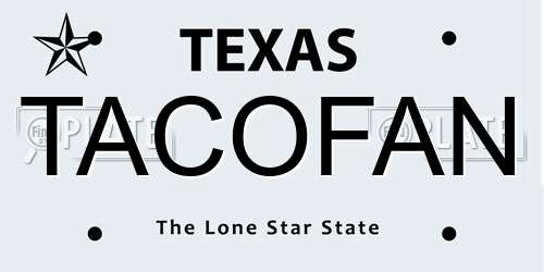 TACOFAN Texas License Plate