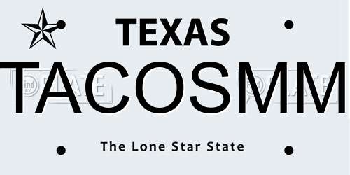 TACOSMM Texas License Plate