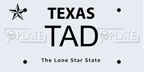 TAD Texas License Plate