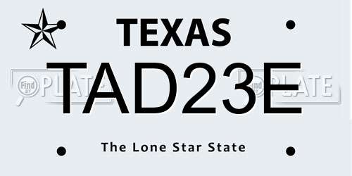 TAD23E Texas License Plate