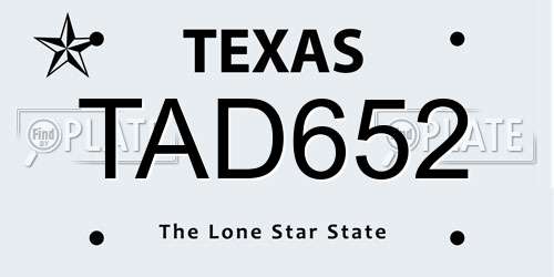 TAD652 Texas License Plate