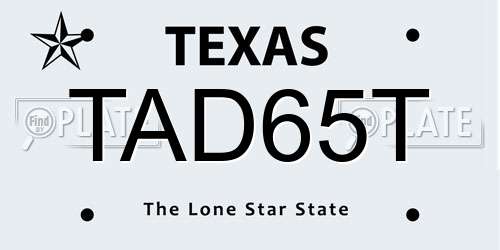 TAD65T Texas License Plate