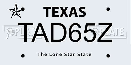 TAD65Z Texas License Plate