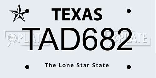 TAD682 Texas License Plate
