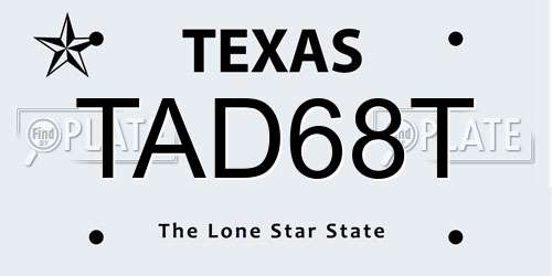 TAD68T Texas License Plate