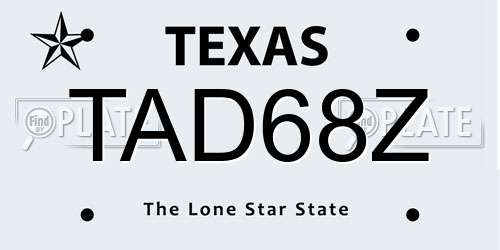 TAD68Z Texas License Plate