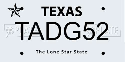 TADG52 Texas License Plate