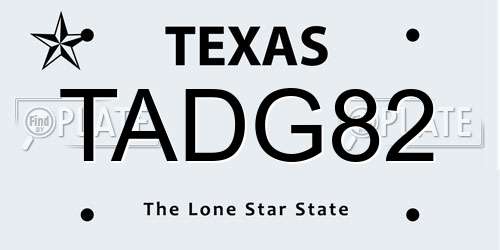 TADG82 Texas License Plate