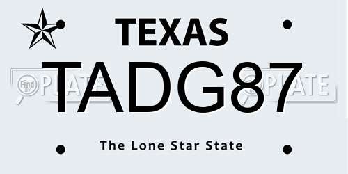 TADG87 Texas License Plate