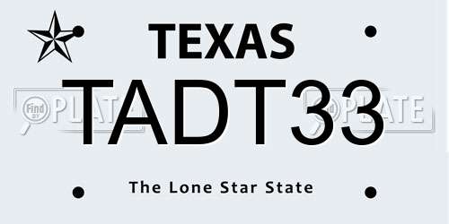 TADT33 Texas License Plate