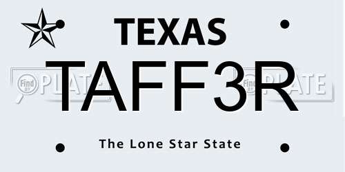TAFF3R Texas License Plate